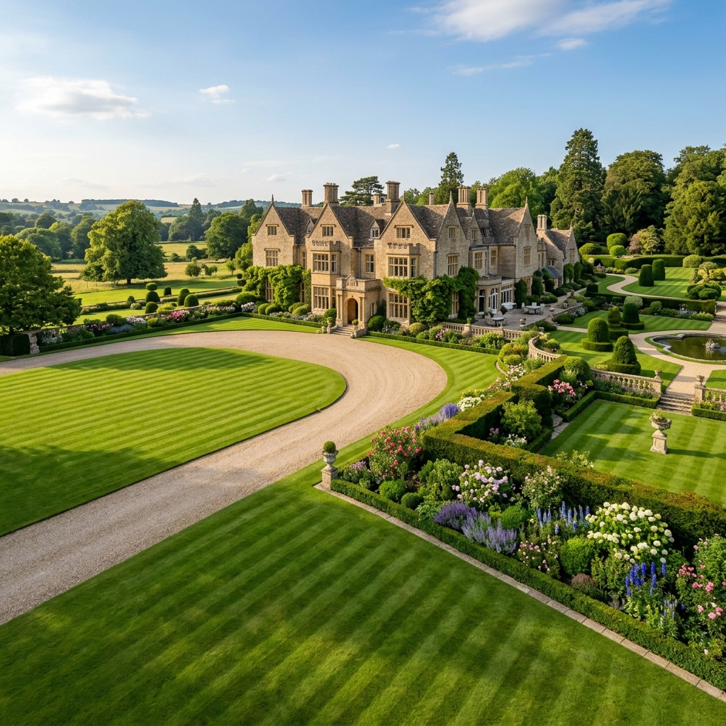 Beautifully manicured green landscape